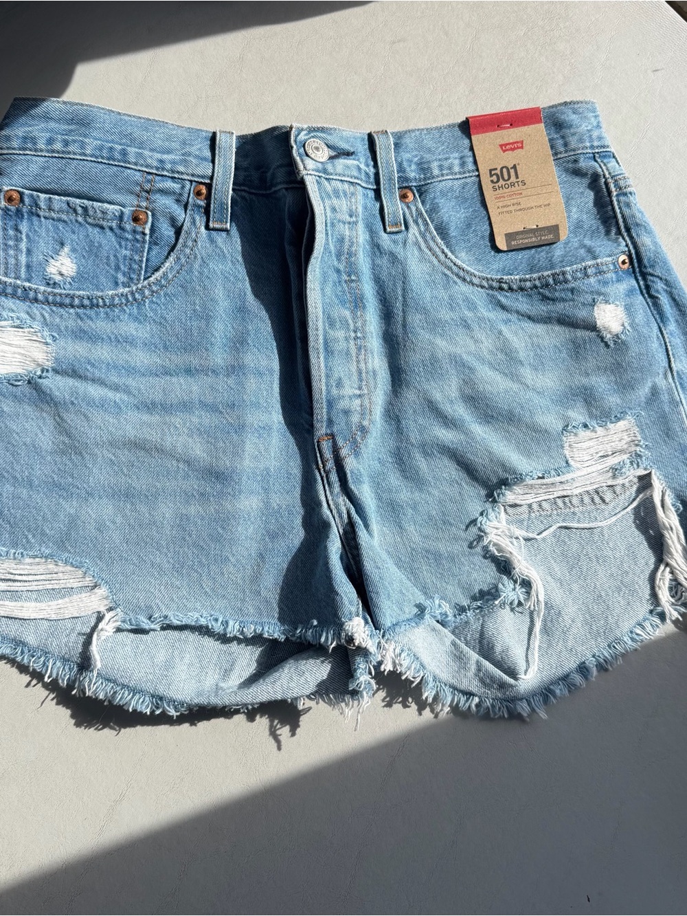Levi’s 501 High Rise Cut Off Distressed Shorts 30 NWT